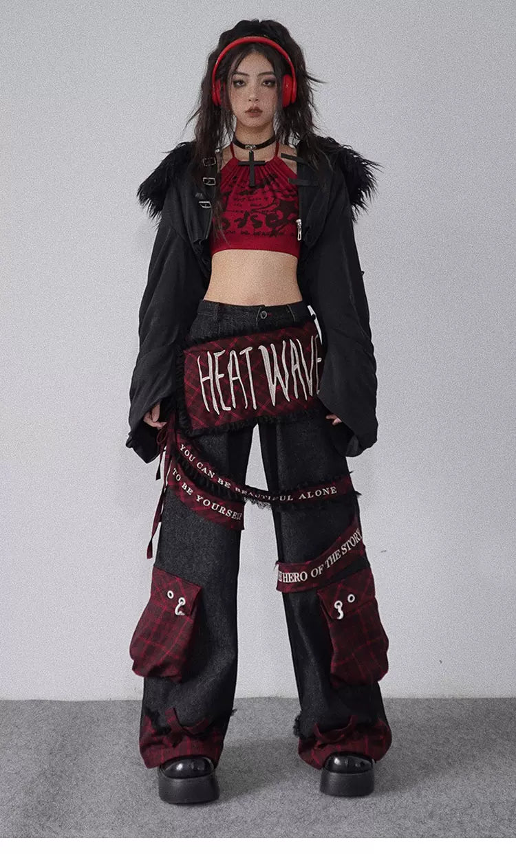 Embroidery Patchwork Multi-Pocket Cargo Pants
