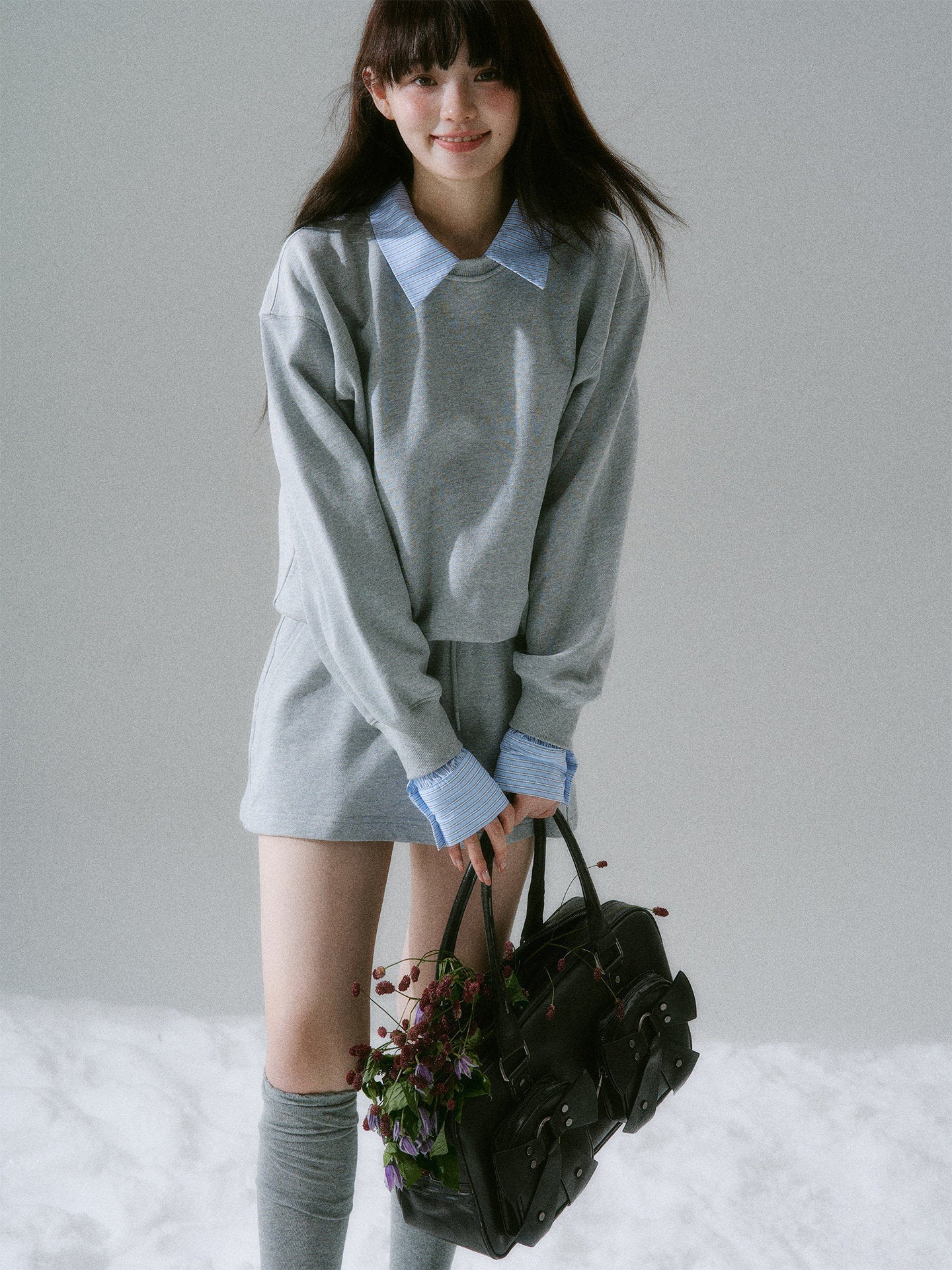 Skin-Friendly Sweatshirt & Short Skirt Setup