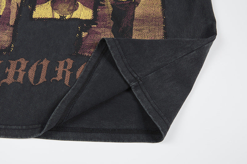 Washed Portrait Print Short Sleeve T-Shirt