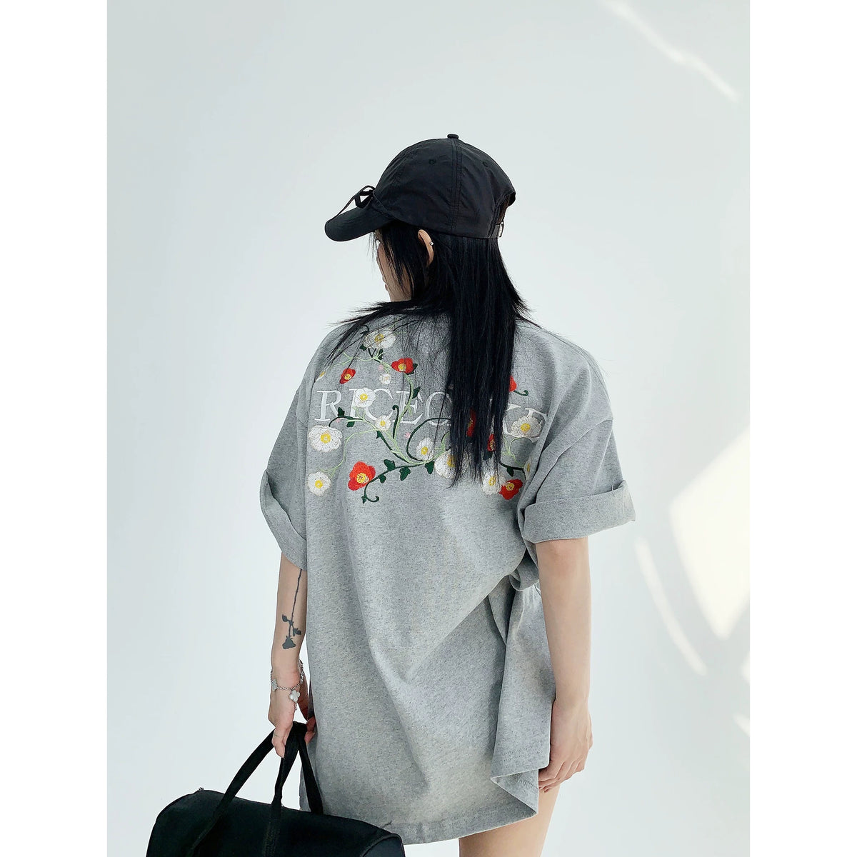 Oversized Flower Print Short Sleeve T-Shirt