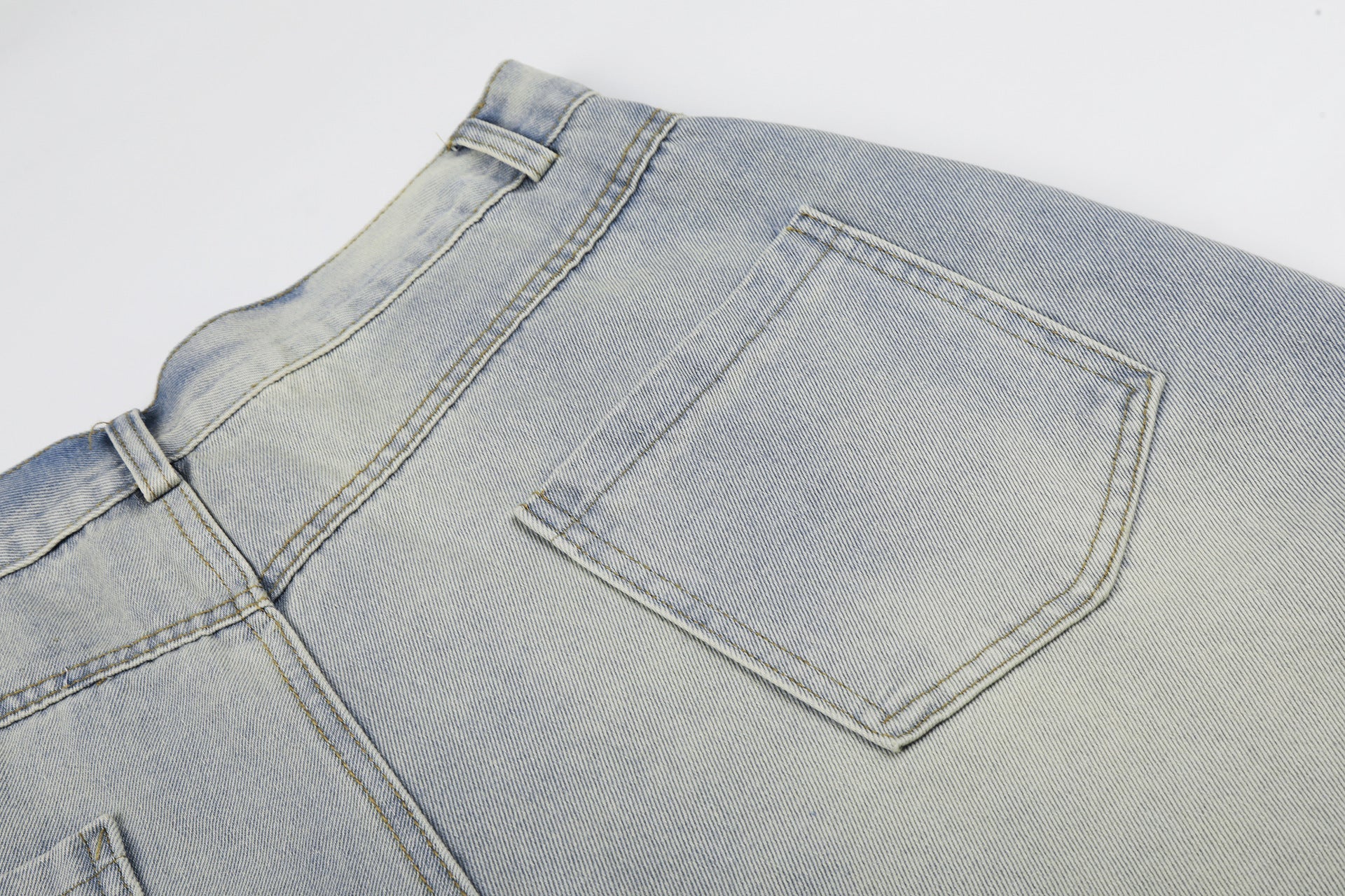 Letter Star Print Denim Jort