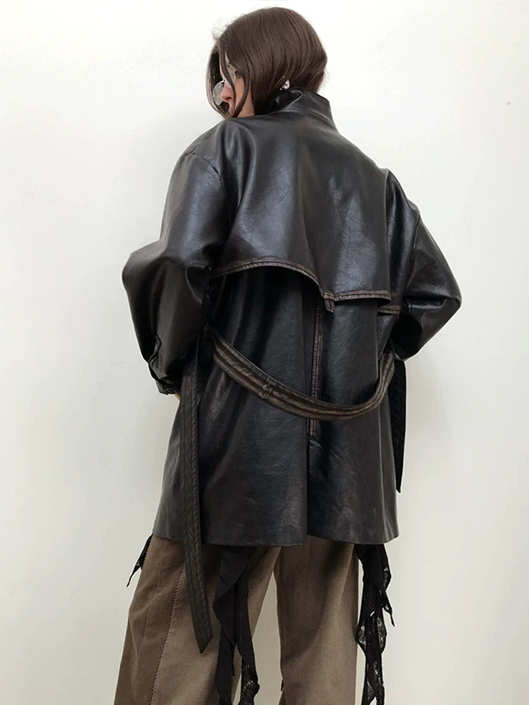 PU Leather Long Coat