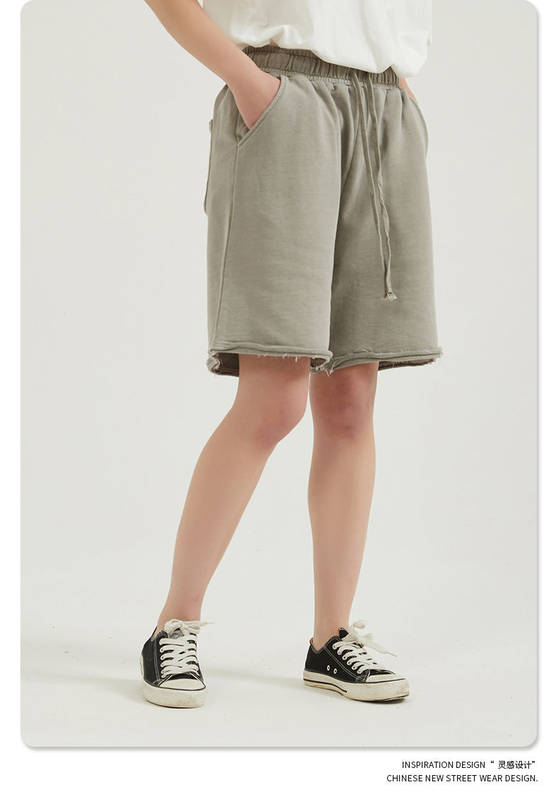 Washed Vintage Raw Edge Short Sweatpants