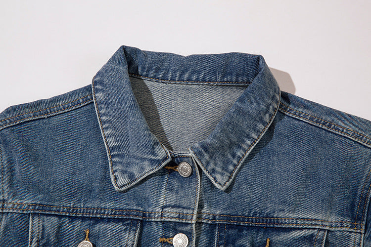 Ripped Cropped Denim Jacket