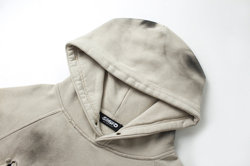 Heavyweight Washed Patch Embroidery Pullover Hoodie