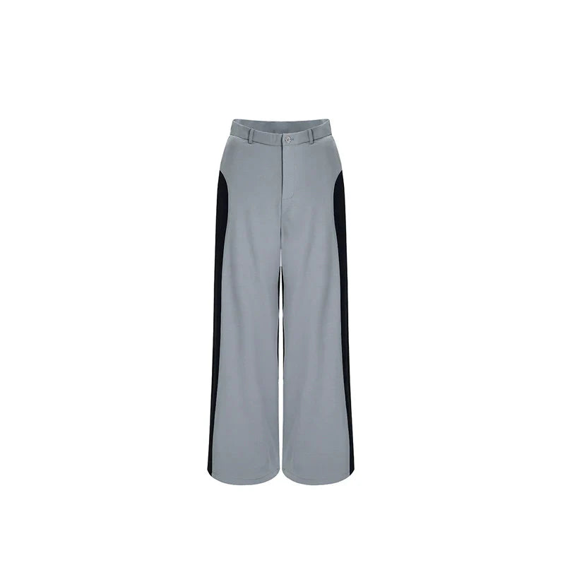 Contrast Color Tailored Jacket & Wide-leg Trousers Setup