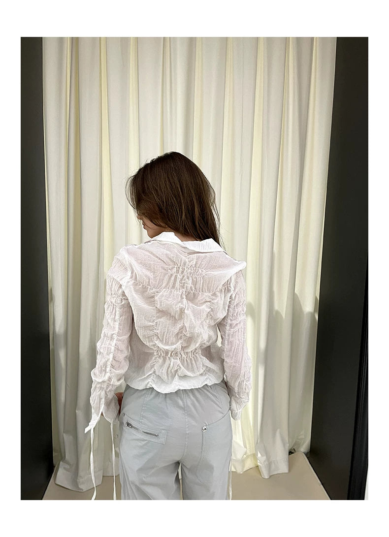 Strap Design Bubble Long Sleeve Shirt