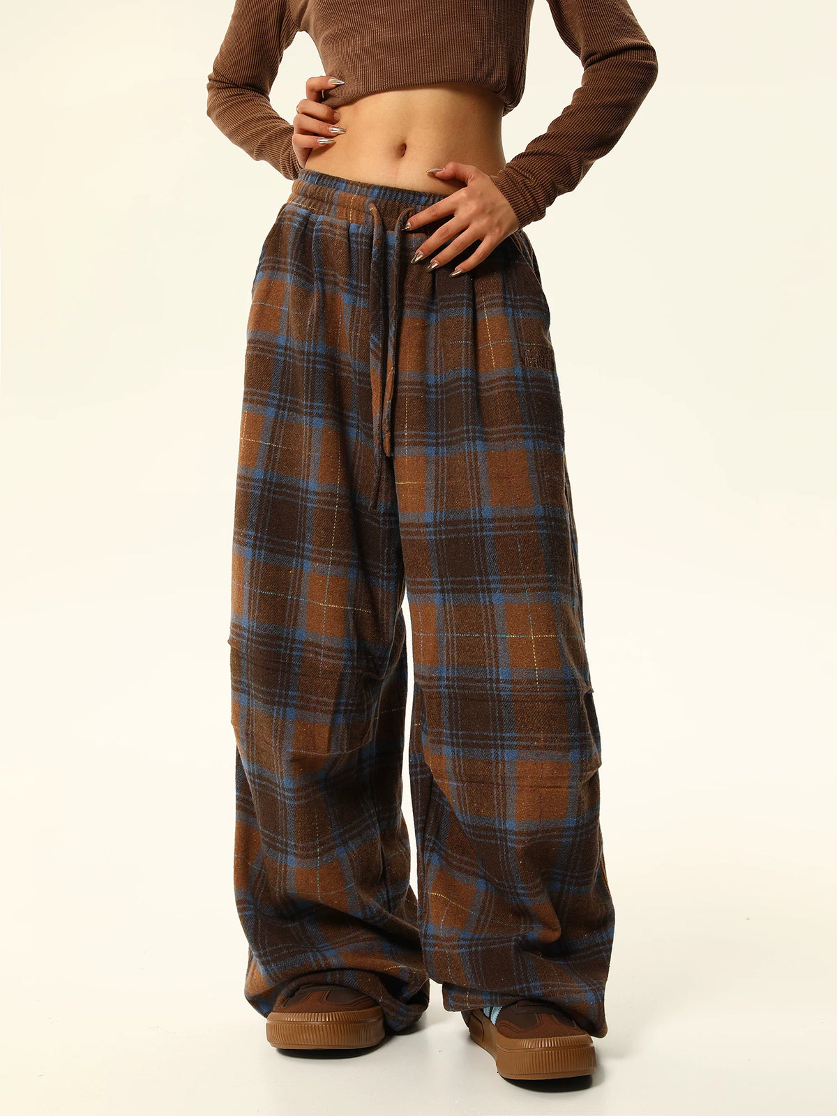 Retro Plaid Casual Pants