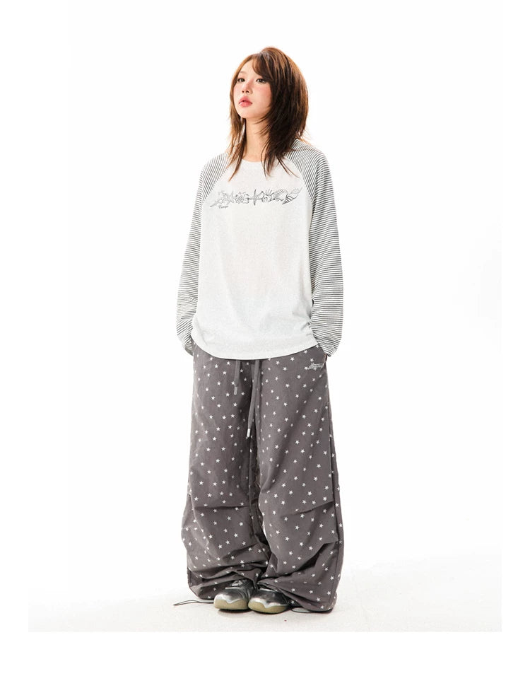 Allover Star Print Wide-Leg Pants