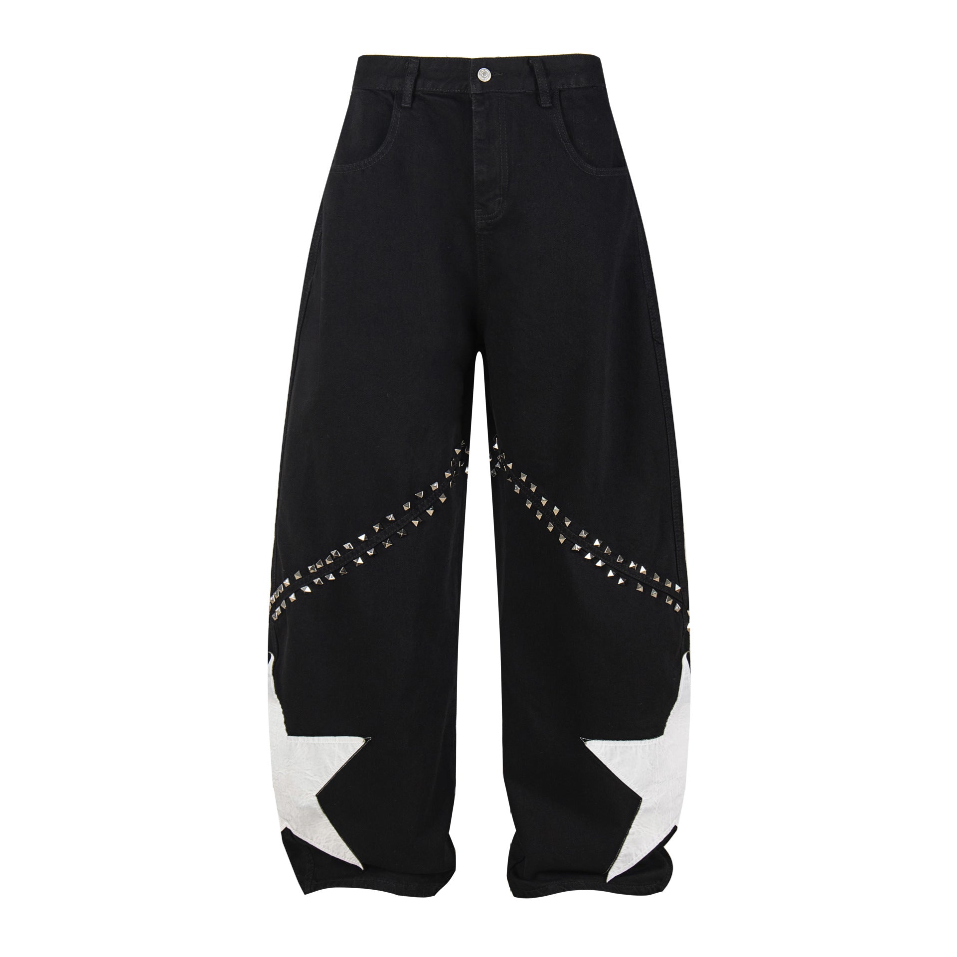 Star Studs Wide Leg Denim Jeans