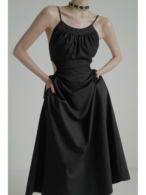 Vestido camisero sin espalda y sin talle - Negro / S