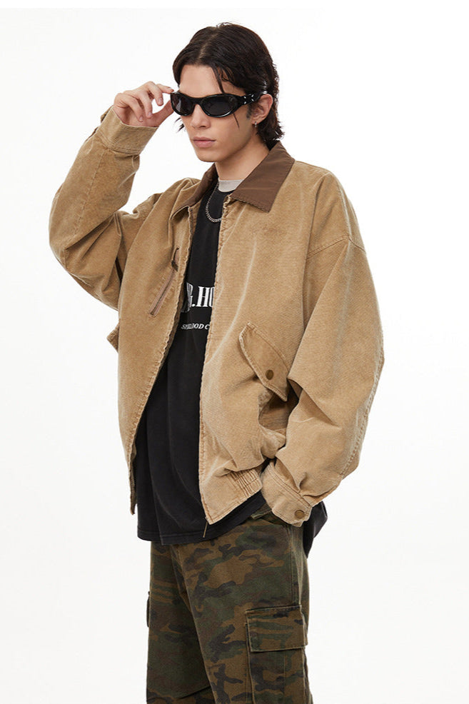 Retro Washed Cargo Denim Jacket
