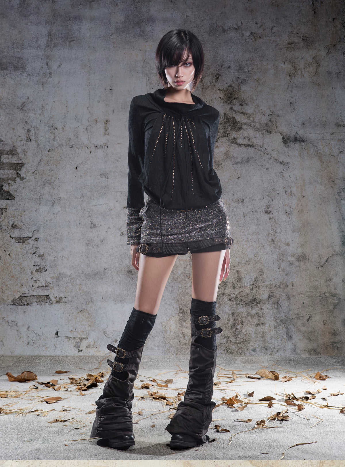 Original 2-Way Pullable Neck Gothic Style Blouse
