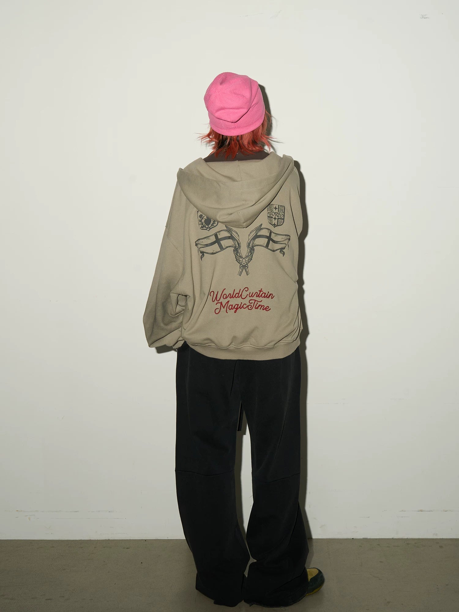 Embroidery Damage Zipper Hoodie