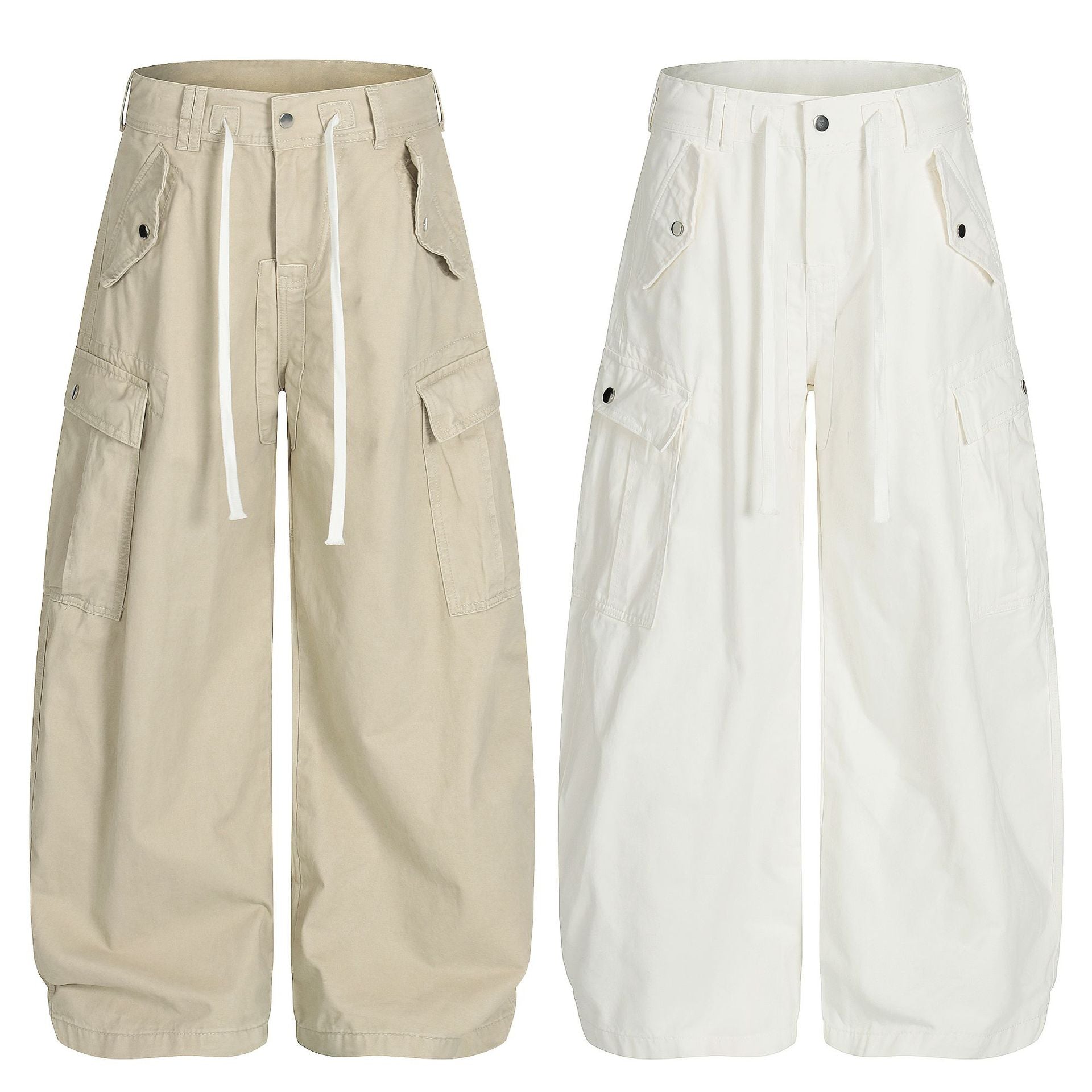 Drawstring Cargo Wide Leg Pants