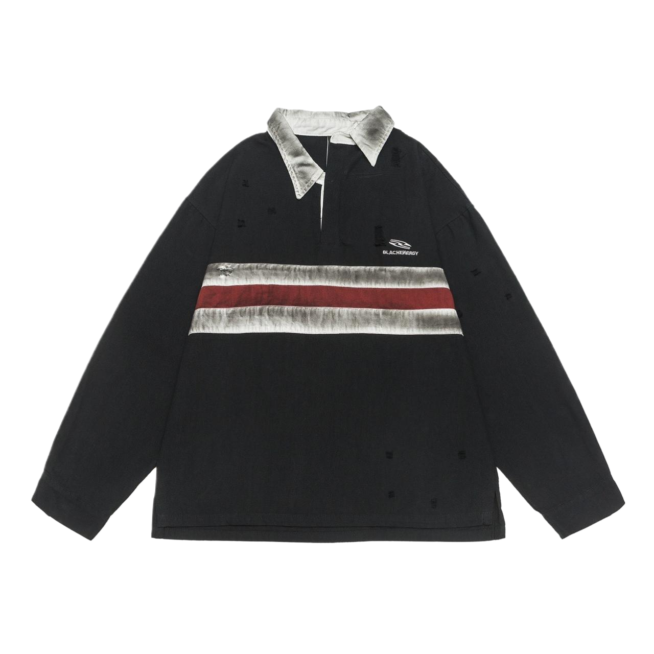 Irregular Long Sleeve Polo Sweatshirt