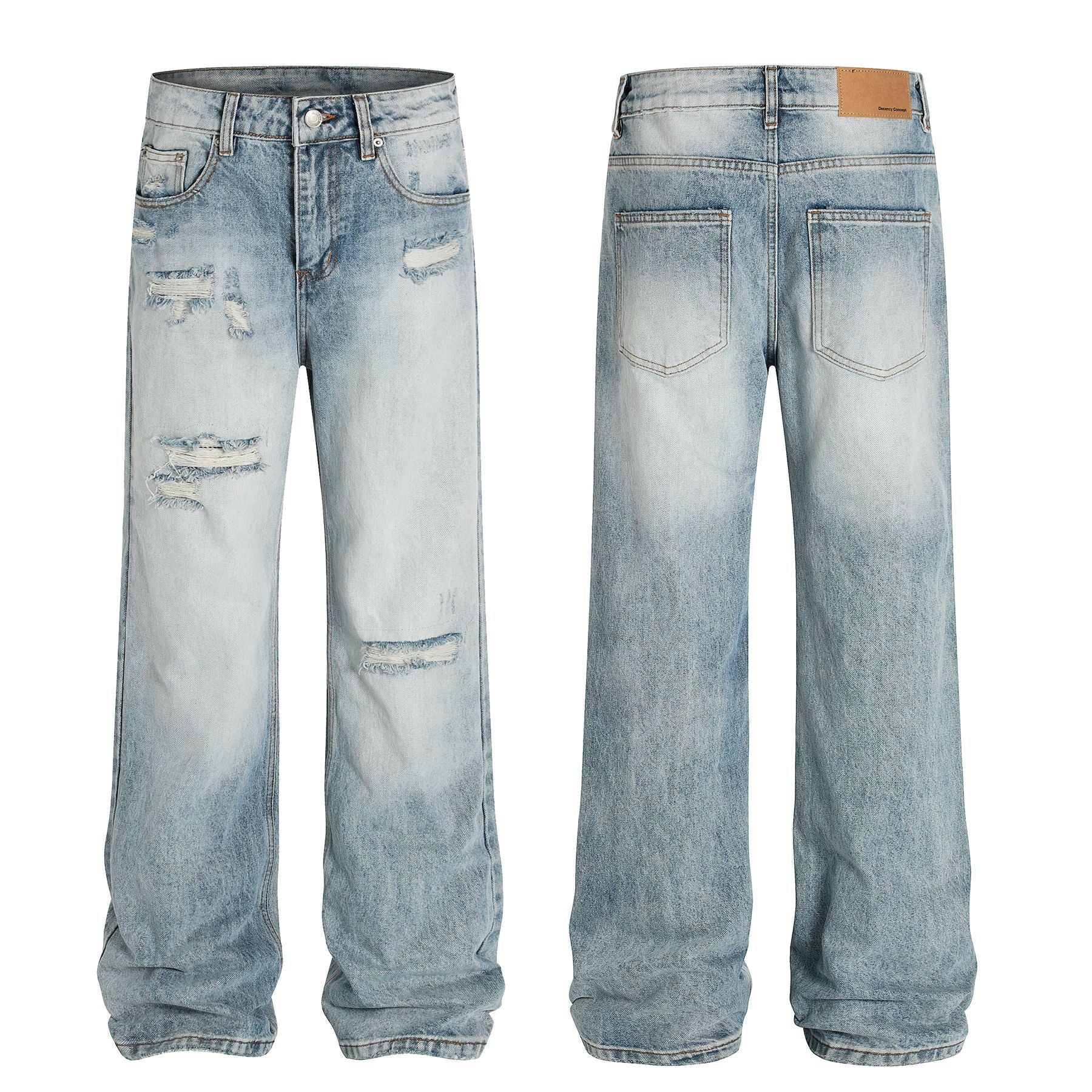 Washed Damage Flare Denim Jeans