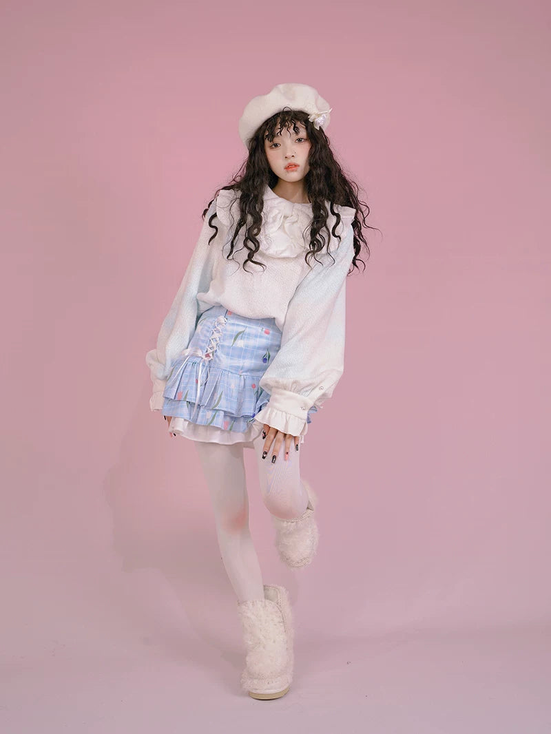 Flower Print Bow Skirt Na8271-K