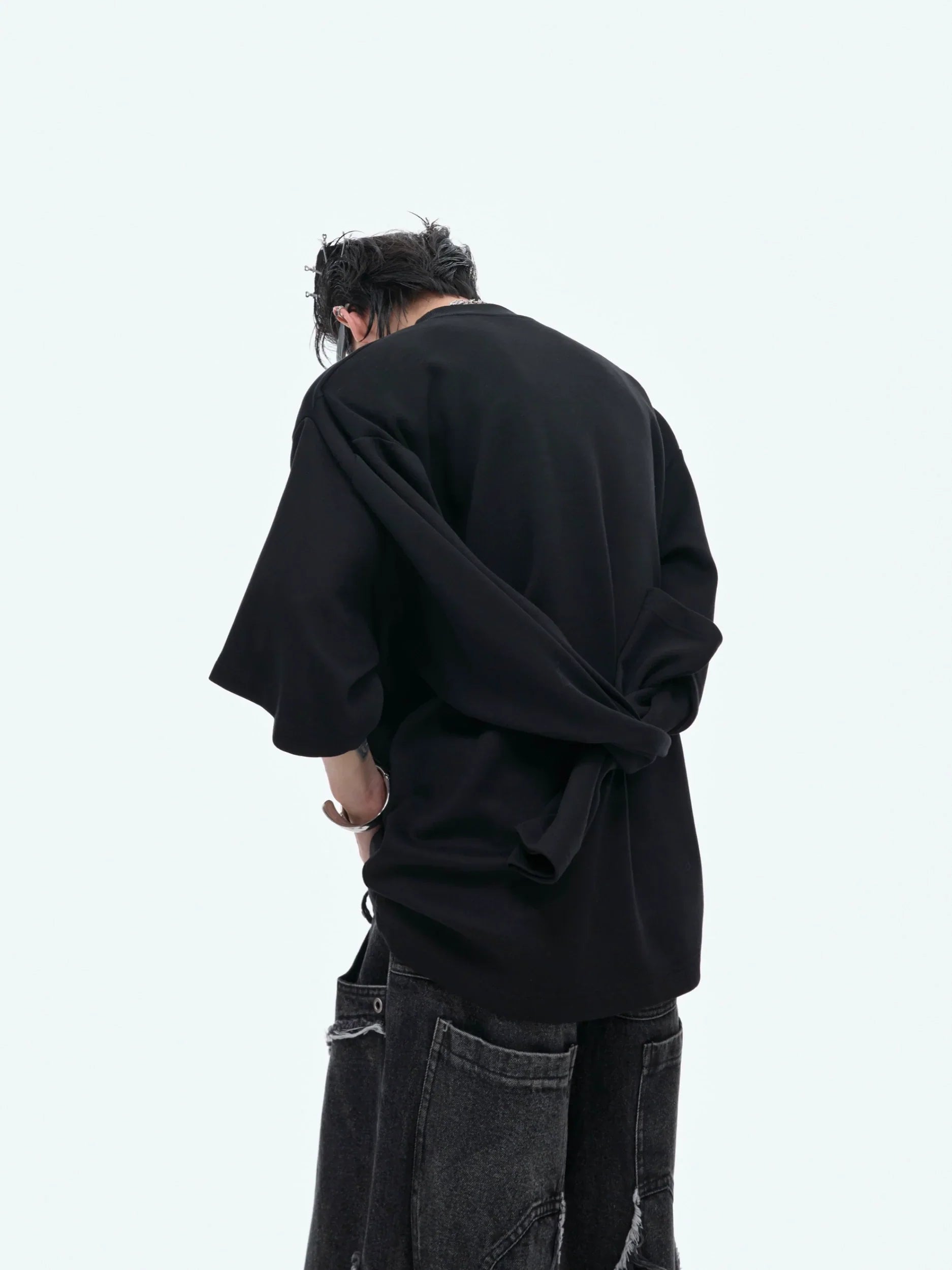 Double Layered Oversize Round Neck Sweatshirt