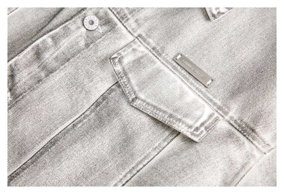 Retro Distressed Denim Work Jacket