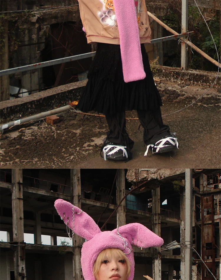 Rabbit Plush Ear Scarf Hat