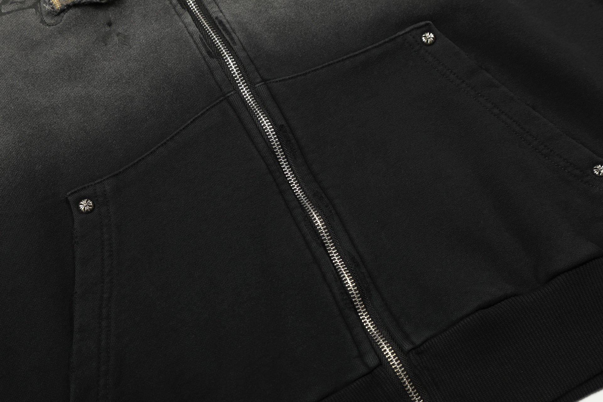 Gradient Number Print Zipper Hoodie