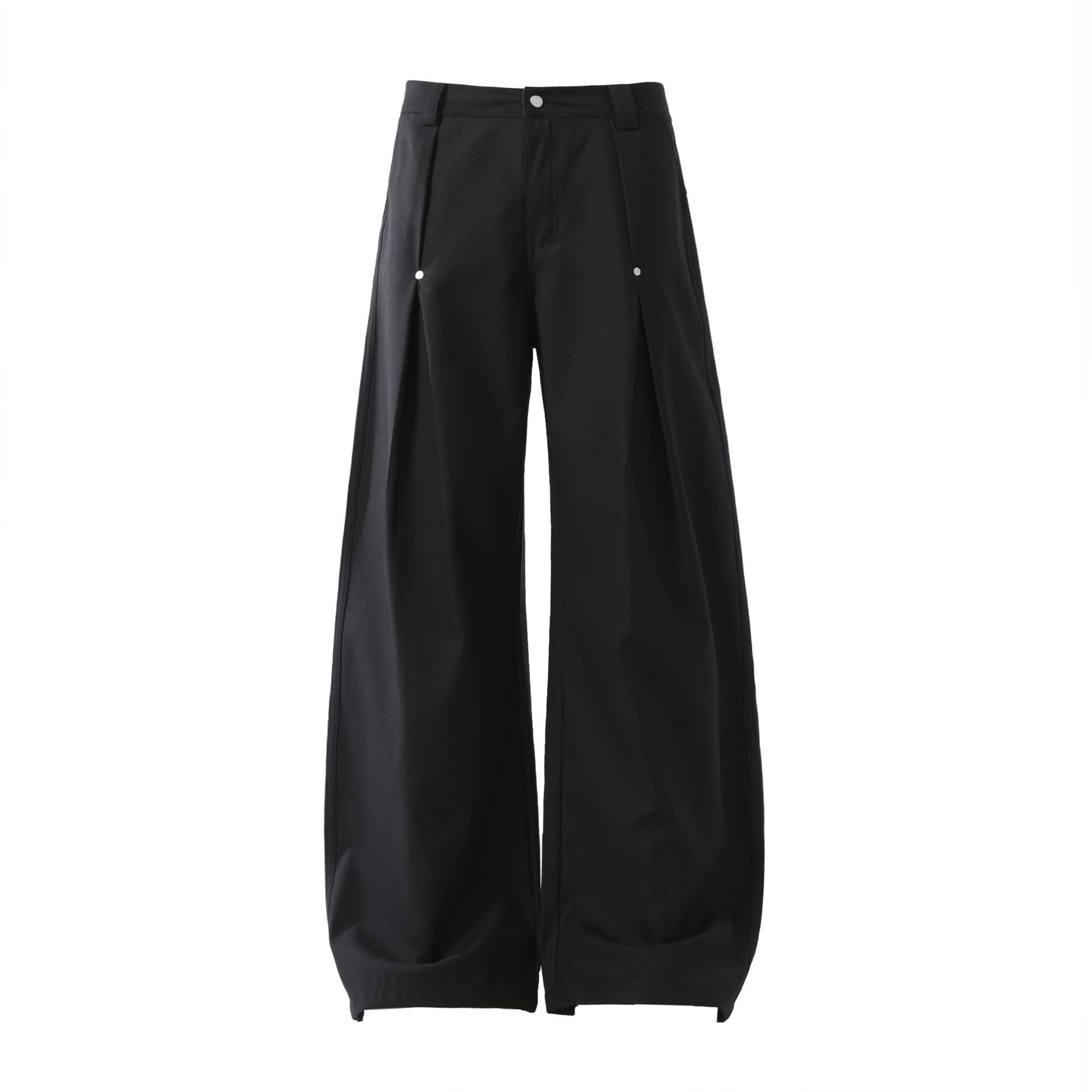 Pleats Wide Leg Curved Trousers