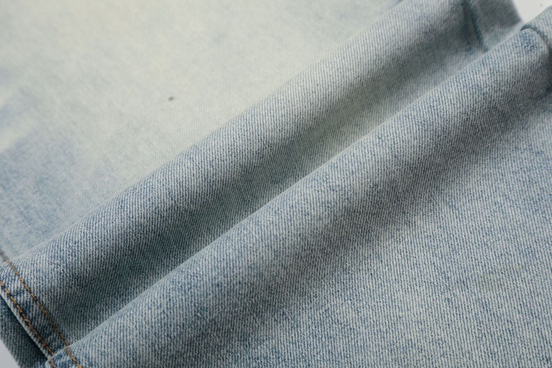 Washed Whisker Wide Leg Denim Jeans