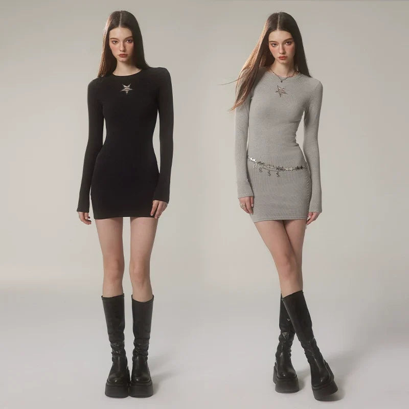 Round Neck Slim Fit Knit Dress