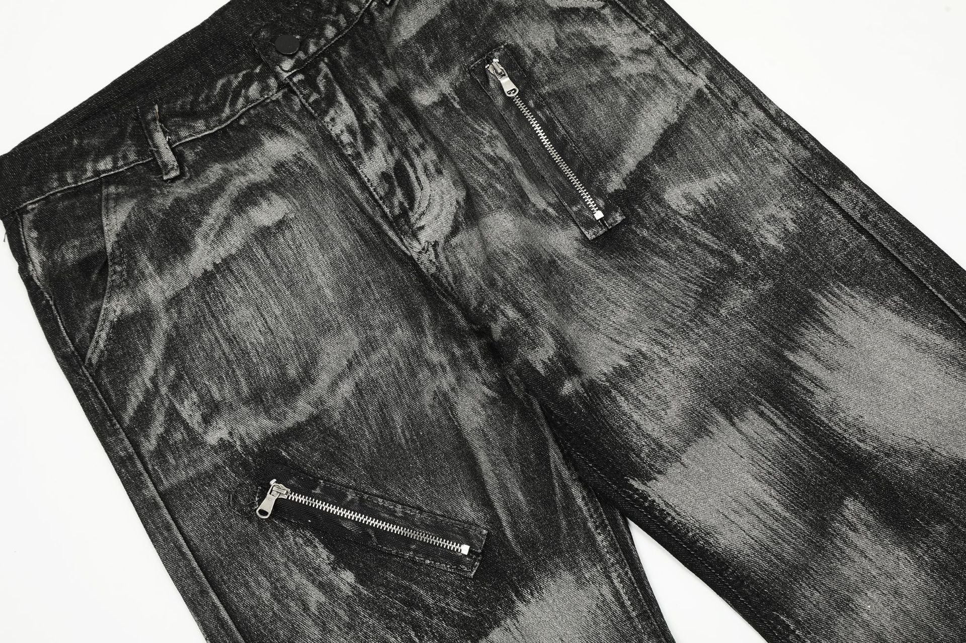 Paint Brush Zipper Flare Denim Jeans