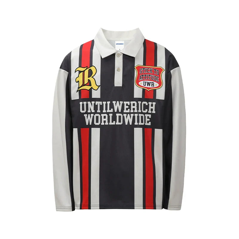 Sporty Colorblock Long Sleeve Polo Shirt