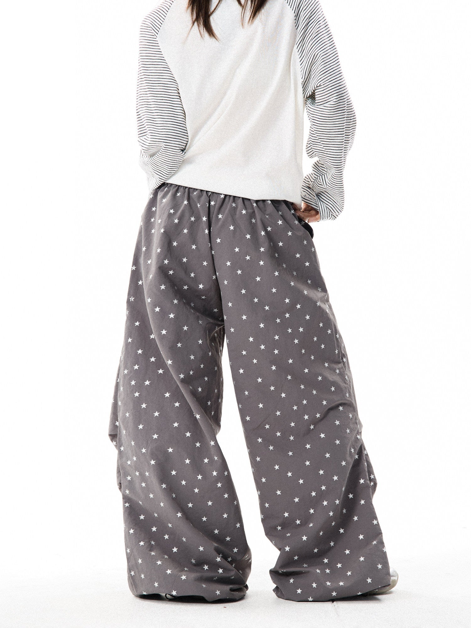 Allover Star Print Wide-Leg Pants