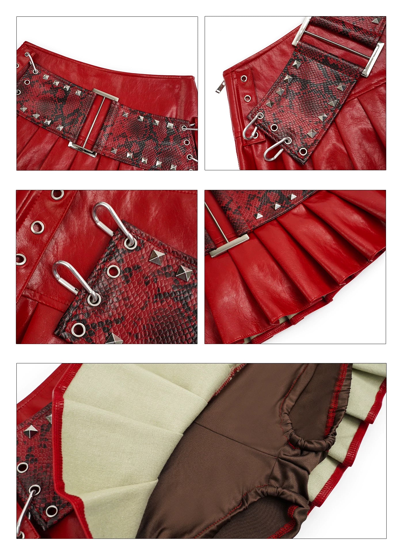 PU Leather Snake Print Short Skirt