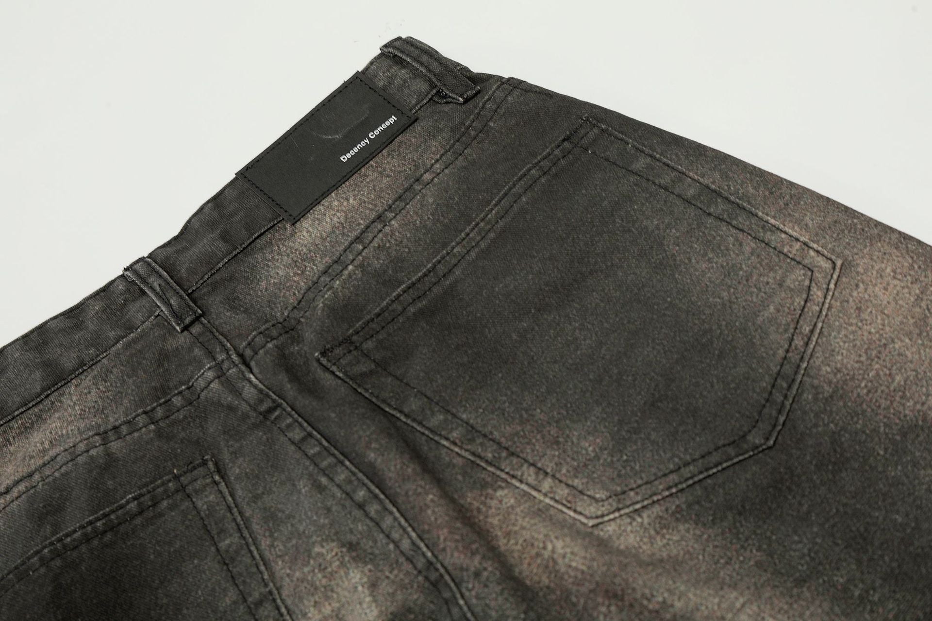 Washed Fade Whisker Wide Leg Straight Denim Jeans