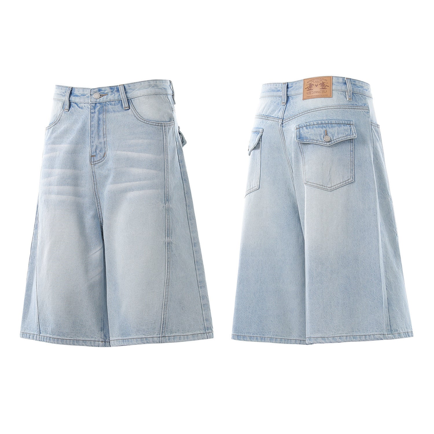 Denim Wash Wide Leg Jort