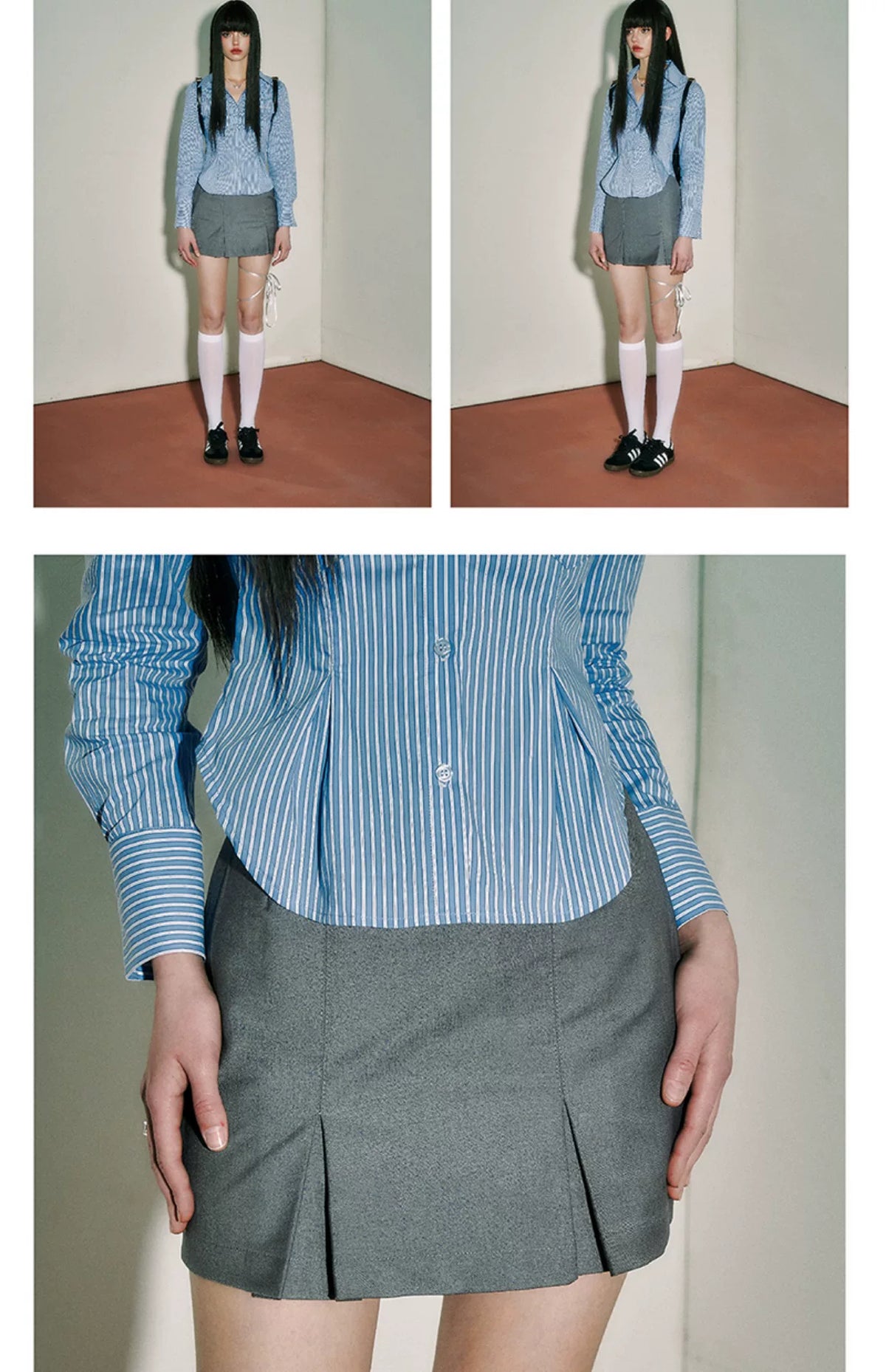 Pleats A-Line High-Waist Short Skirt