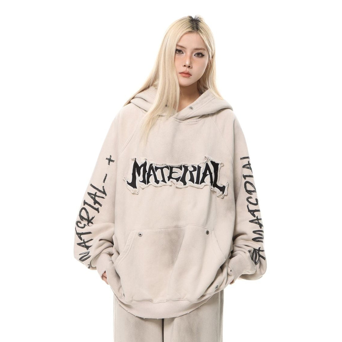 Heavyweight Washed Patch Embroidery Pullover Hoodie