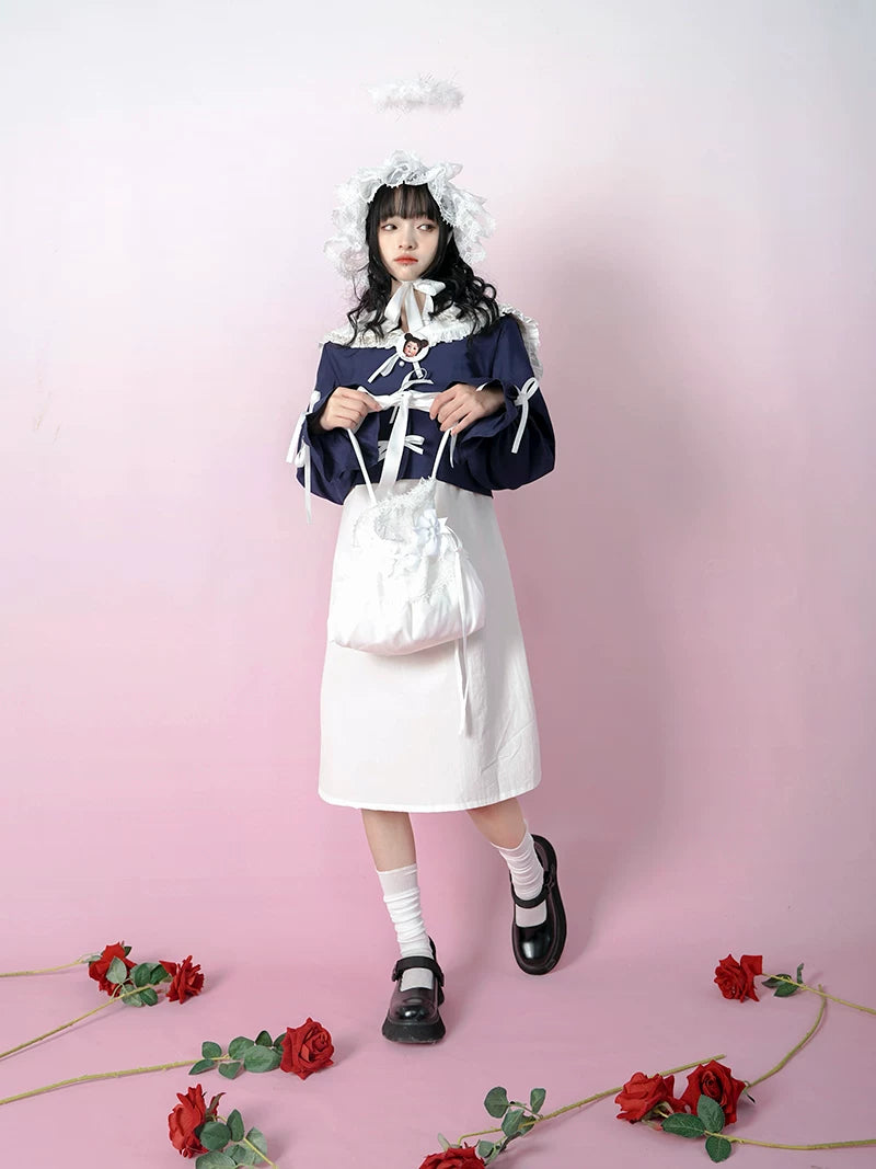 Bow Lace-Up Jacquard Lightweight Jacket