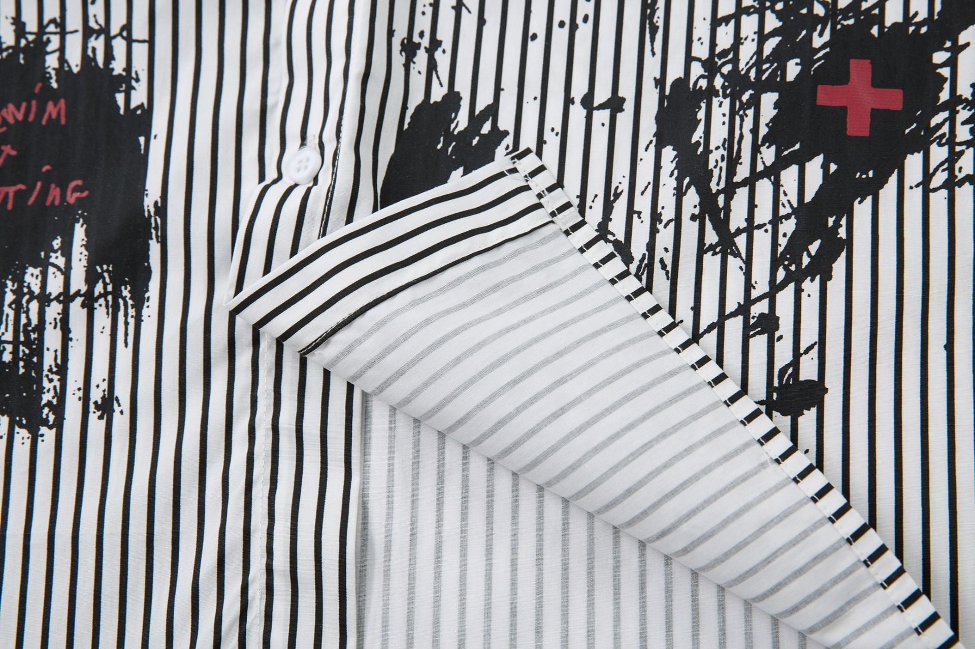 Fake Layered Stripe Graphic Print Long Sleeve Shirt