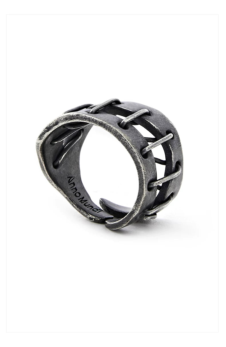 Dark Heavy Strap Silver Ring