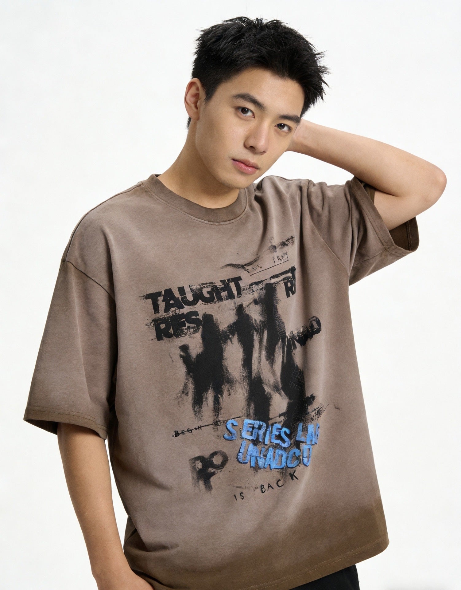 Dark Graffiti Print Short Sleeve T-Shirt