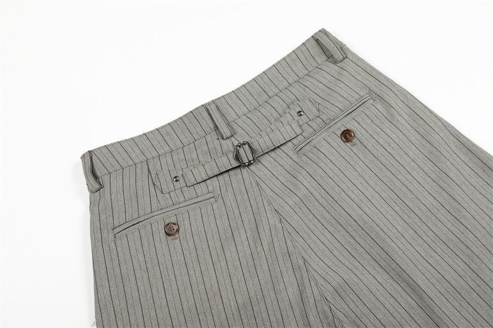 DAXUEN Light grey wide-leg trousers with pinstripes