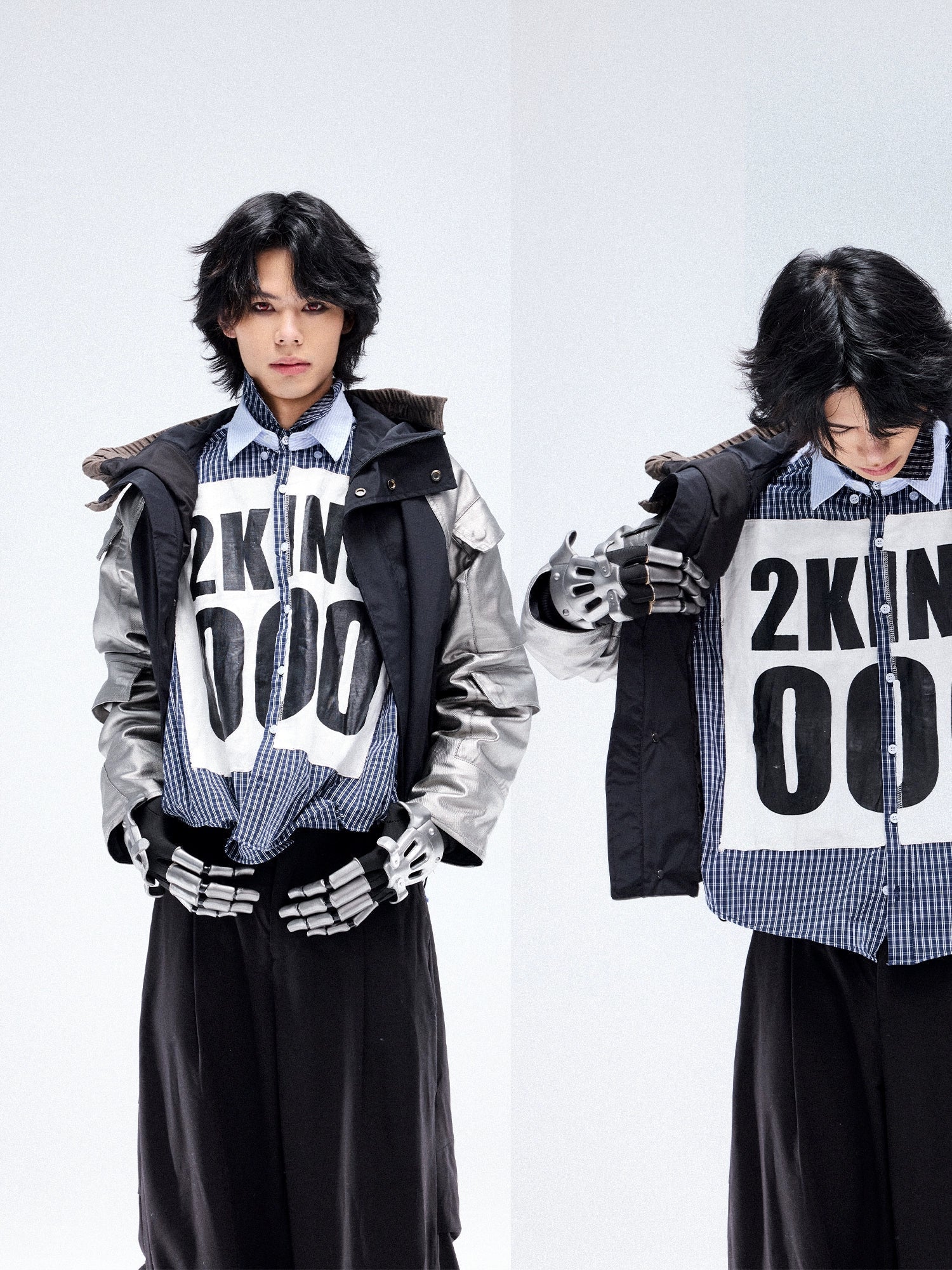 Multi-Layer Irregular Graffiti Design Long Sleeve Shirt