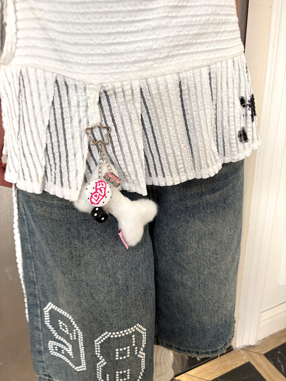 Angel Bone Plush Dice Bell Pendant & Bone Plush Bell Pendant