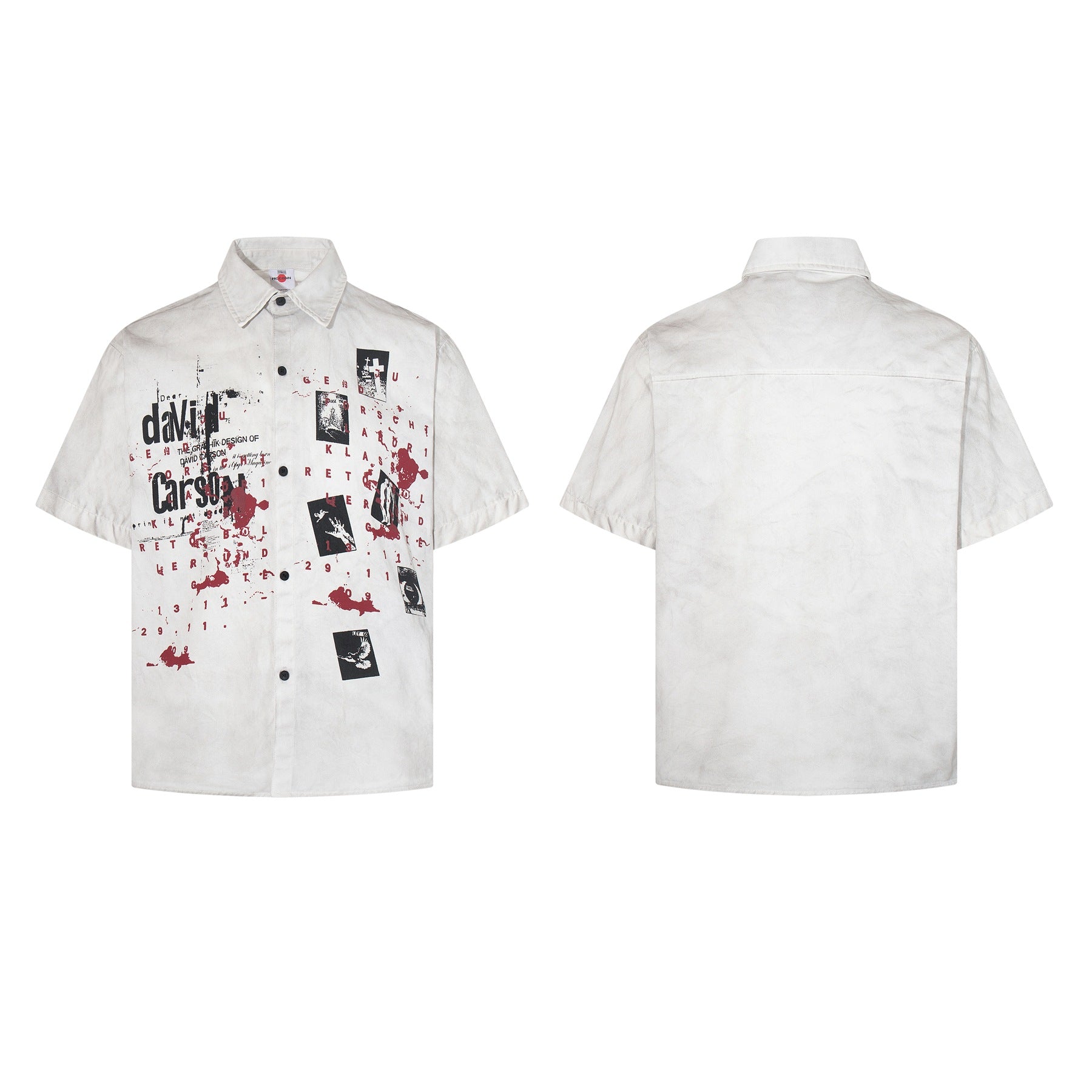 Washed Graphic Print Short Sleeve Shirt