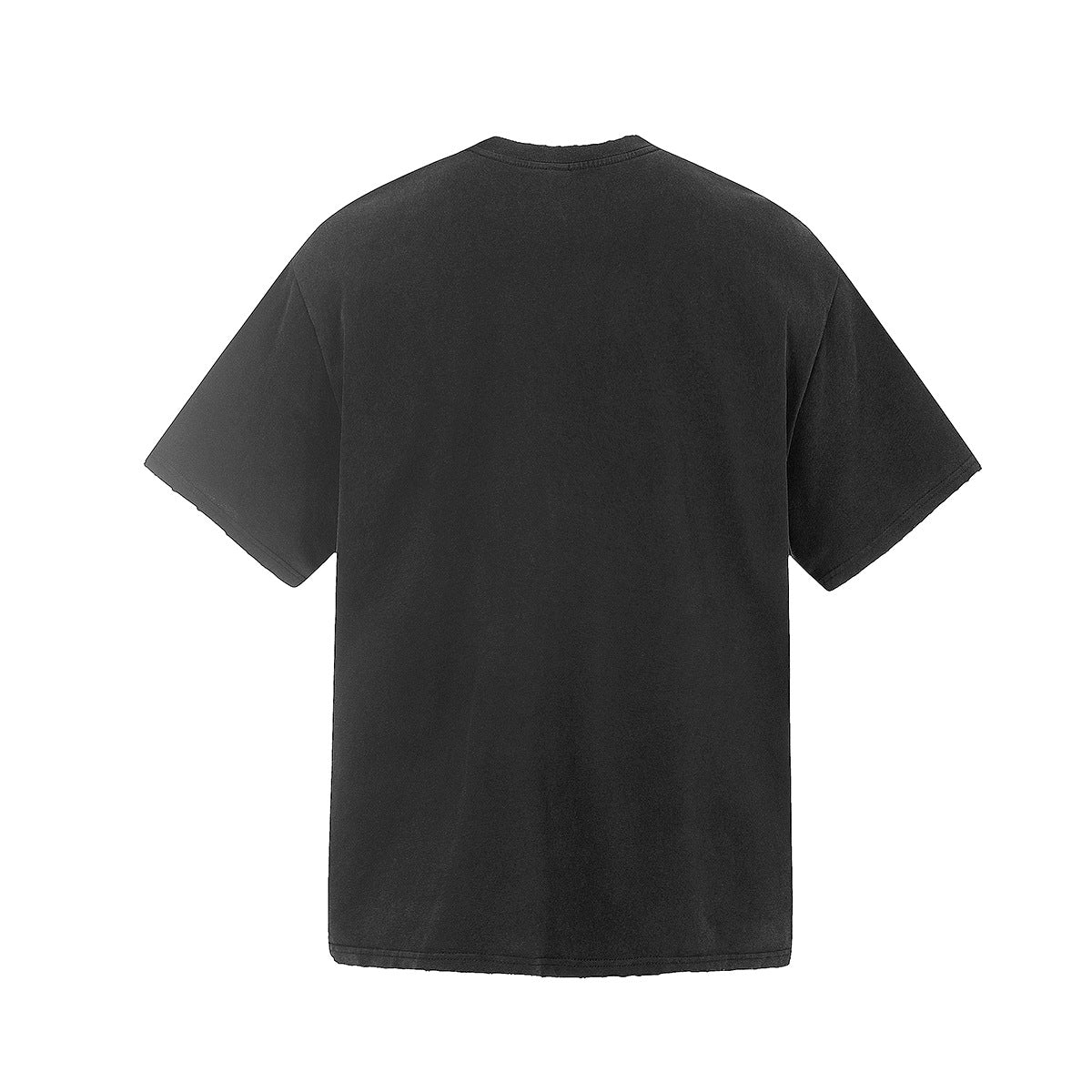 Graphic Print Washed Damage Cotton Short Sleeve T-Shirt