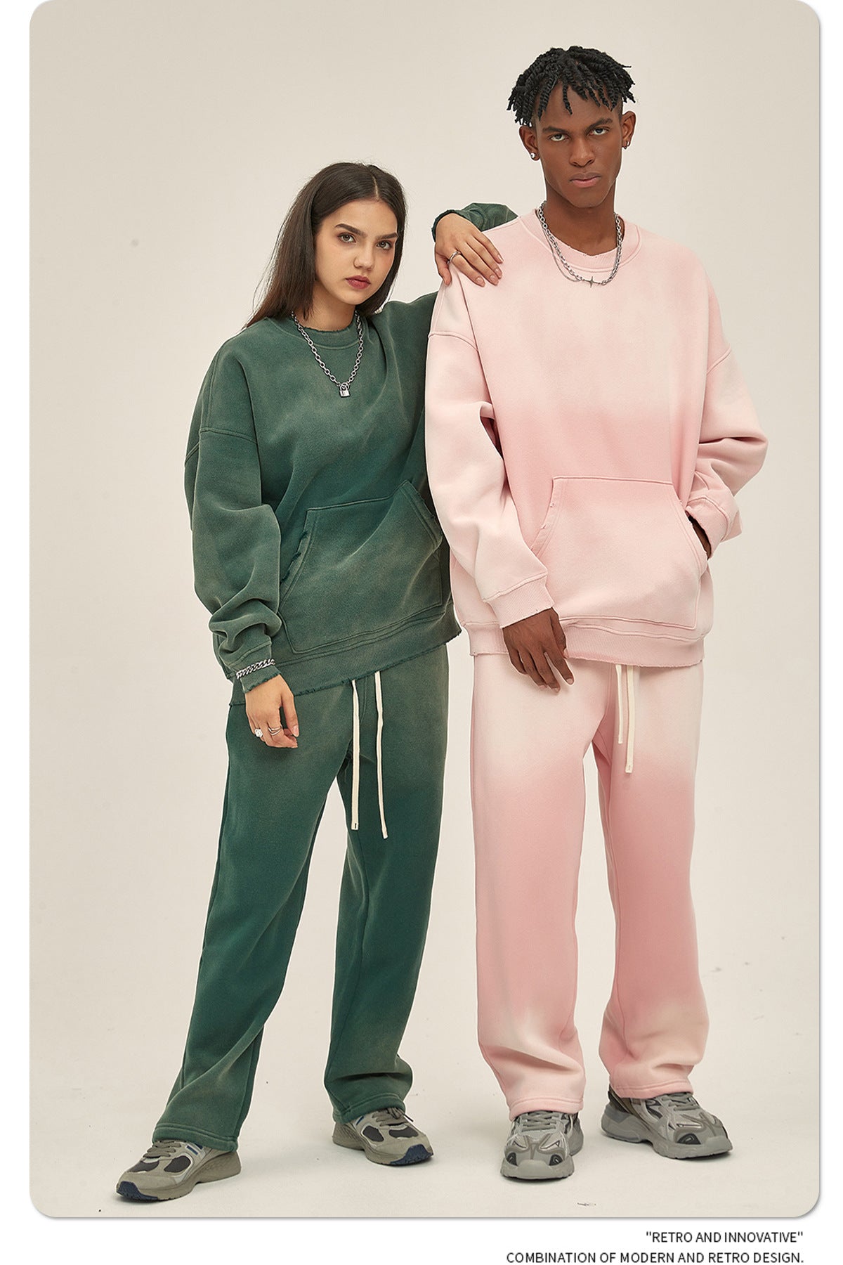 Fleece Lining Spray-dye Damage Oversize Sweatshirt
