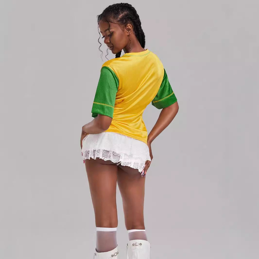 Maillot imprimé Jamica jaune Y2K
