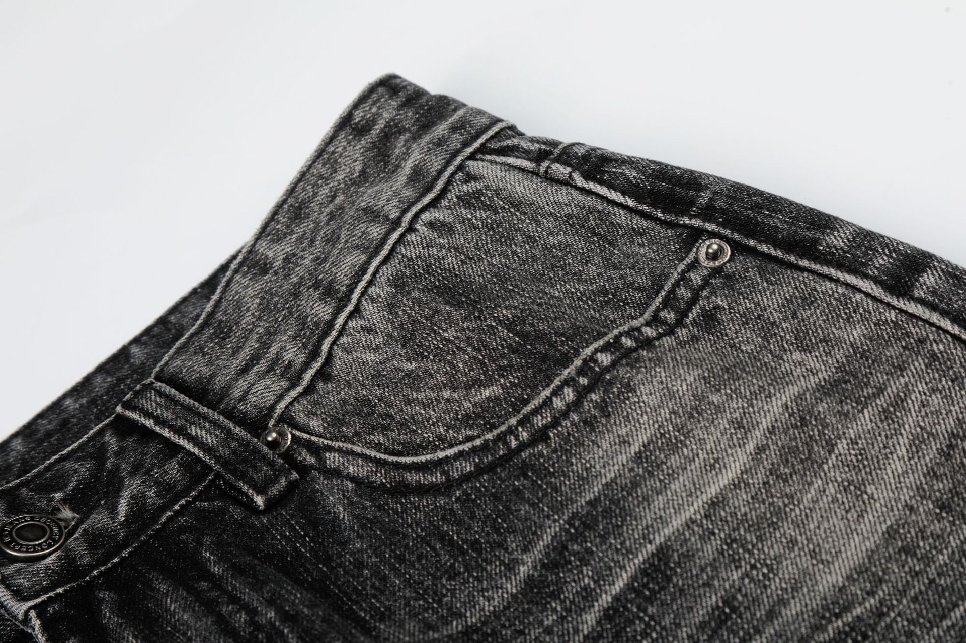 Washed Whisker Wide Leg Denim Jeans