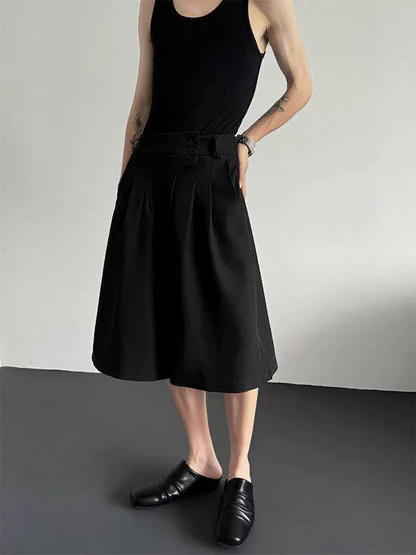 Button Detail Wide Leg Short